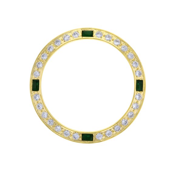 CREATED DIAMOND EMERALD BEZEL FOR 26MM ROLEX DATEJUST 6519 6917 6917 LADY GOLD