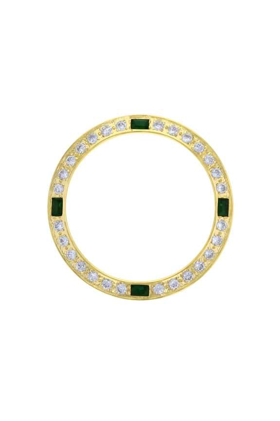 CREATED DIAMOND EMERALD BEZEL FOR 26MM ROLEX TUDOR DATE DATEJUST WATCH LADY GOLD