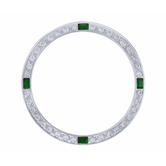 CREATED DIAMOND EMERALD BEZEL FOR 34MM ROLEX DATE AIRKING 5700 14000 14010 WHITE