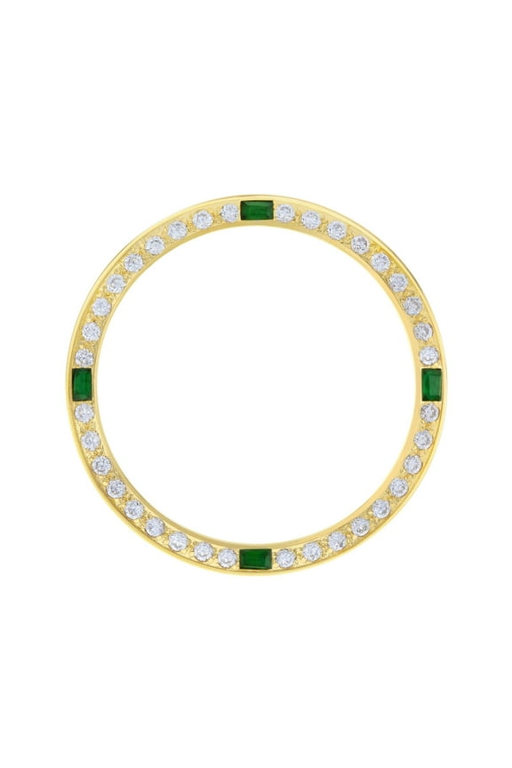 CREATED DIAMOND EMERALD BEZEL FOR 34MM ROLEX TUDOR PRINCE OYSTERDATE WATCH GOLD