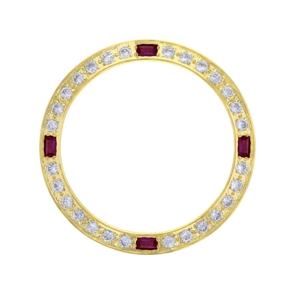 CREATED DIAMOND RUBY BEZEL FOR 26MM ROLEX TUDOR PRINCE DATE DATEJUST WATCH GOLD