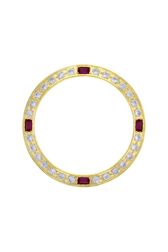 CREATED DIAMOND RUBY BEZEL FOR 26MM ROLEX TUDOR PRINCE DATE DATEJUST WATCH GOLD