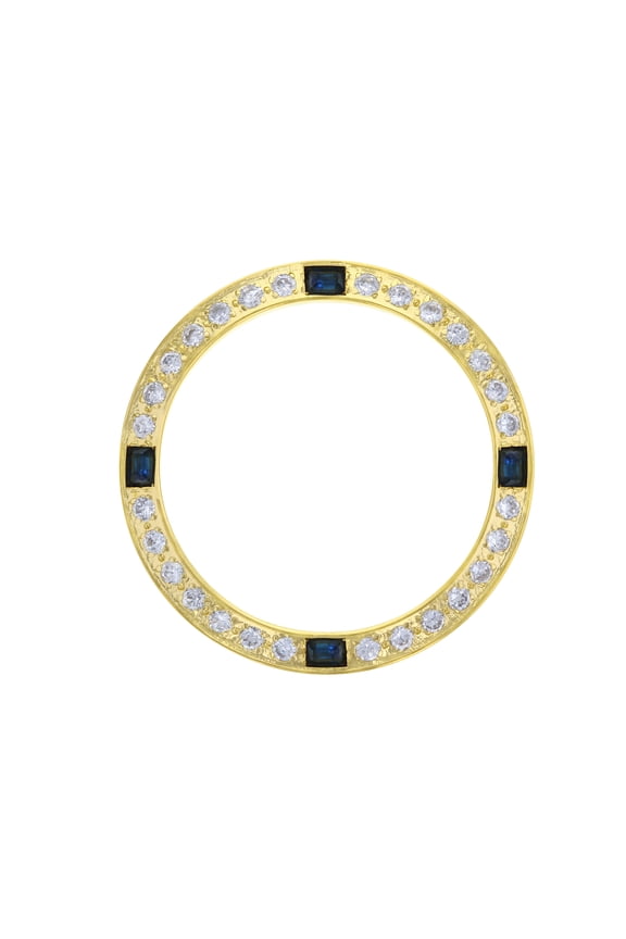 CREATED DIAMOND SAPAHIRE BEZEL FOR 26MM ROLEX TUDOR DATE DATEJUST WATCH GOLD