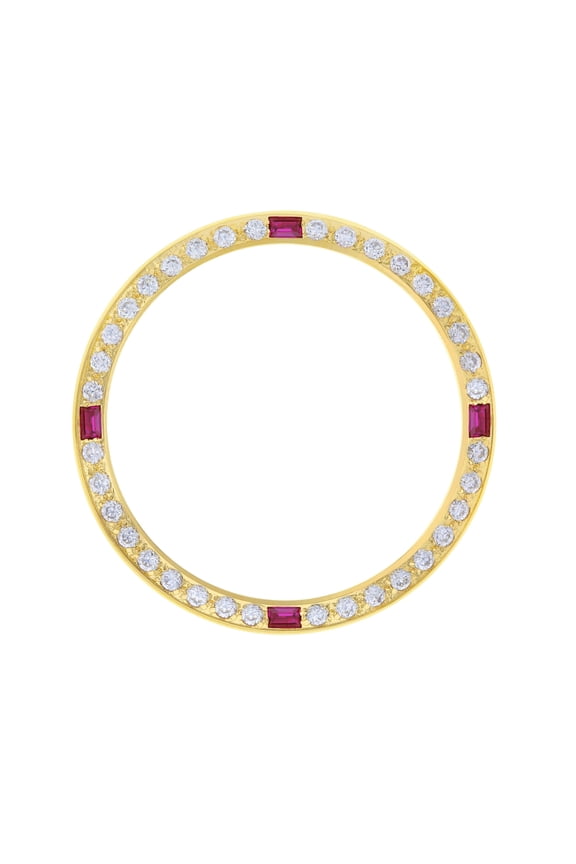 CREATED RUBY BEZEL FOR 36MM ROLEX TUDOR BLACK BAY AUTOMATIC WATCH GOLD