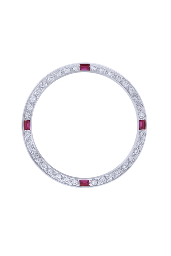 CREATED RUBY BEZEL FOR 36MM ROLEX TUDOR BLACK BAY AUTOMATIC WATCH WHITE