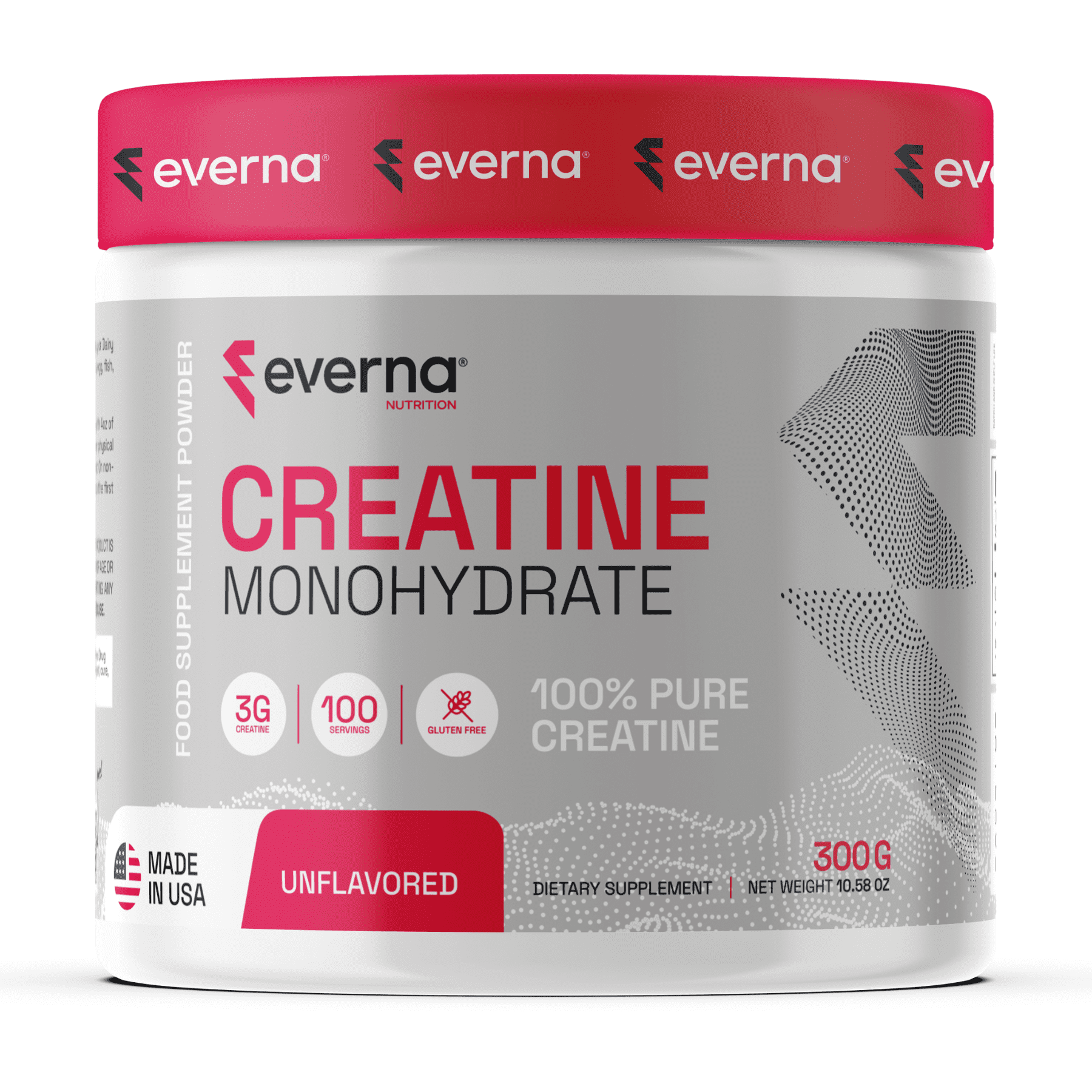 CREATINE MONOHYDRATE 100% PURE | 10.58oz | 100 SERVINGS | 300G | EVERNA