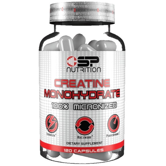 SP Nutrition Creatine Monohydrate Supports Muscle Energy & Strength Micronized Creatine 5000 mg Equivalent 120 Vegan Caps cGMP Certified