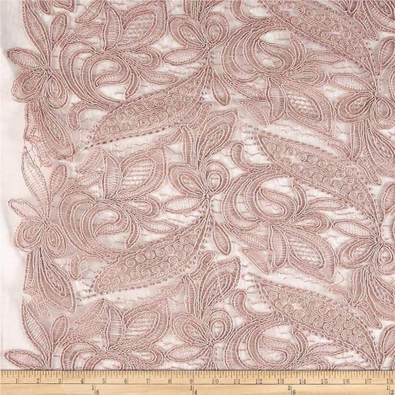 CREATION Glitter Embroidered Mesh Fabric. Lace Netting Material 52 Inch in Width | Home Decor, Blush / Cut by the Yard