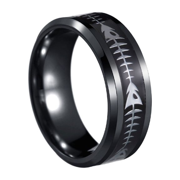 CREATITOY 1 Pc 8MM Fishbone Inlaid Ring - Trendy Design, Daily Wear Party Fashion Accessory for All