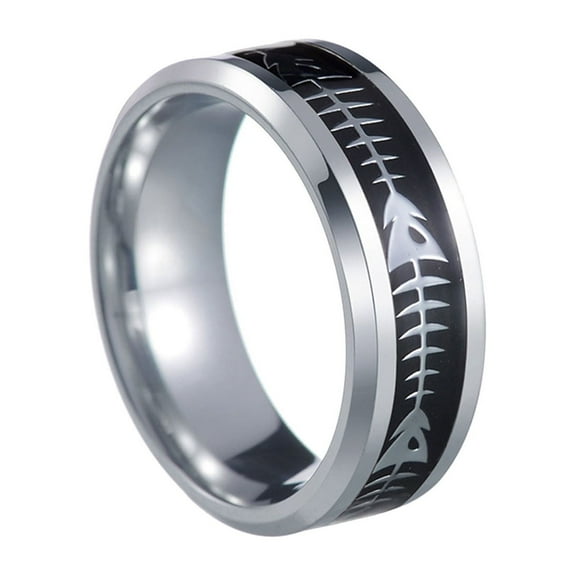CREATITOY 1 Pc 8MM Fishbone Inlaid Ring - Trendy Design, Daily Wear Party Fashion Accessory for All