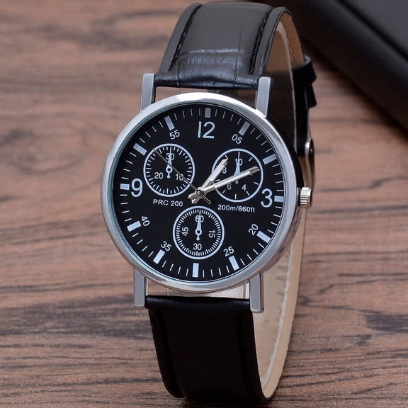 CREATITOY 1 Pc Blue Light Glass Leather Watch - Men's Style, Daily Office Party Wear Timepiece Accessory