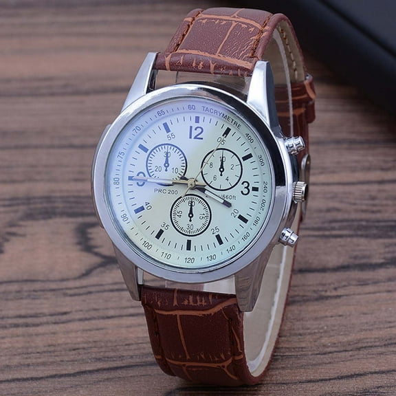 CREATITOY 1 Pc Blue Light Glass Leather Watch - Men's Style, Daily Office Party Wear Timepiece Accessory