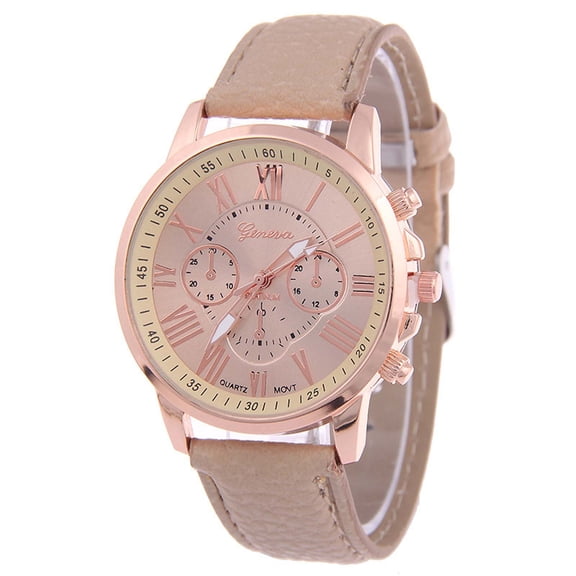 CREATITOY 1 Pc Geneva Three-Eye Leather Watch - Roman Numeral Dial, Fashion Timepiece for Women Daily Wear