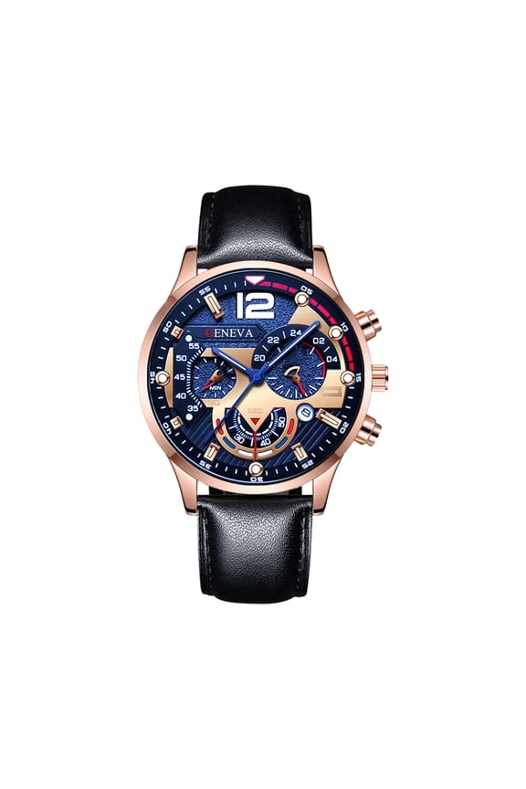 1 Pc Luminous Multi-Dial Quartz Watch - Sticker Design Leather Strap, Daily Wear Timepiece Accessory
