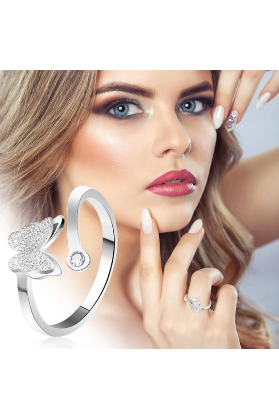 1 Pc Matte Double-Layer Butterfly Ring - Korean-Japanese Style, Stylish Index Finger Jewelry for Women