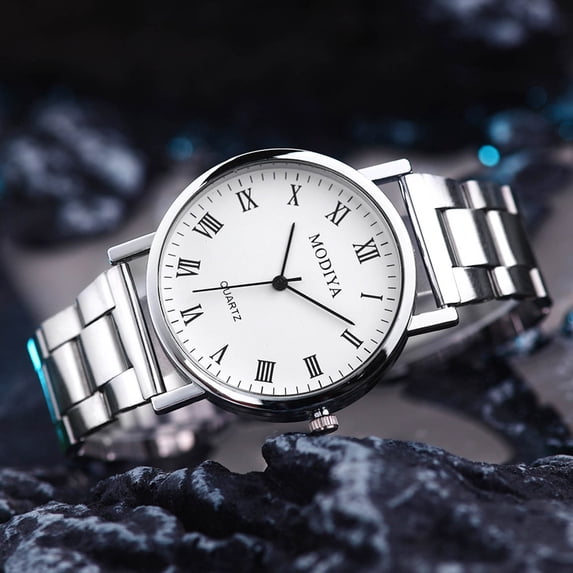 CREATITOY 1 Pc Men's Stainless Steel Strap Quartz Watch - Minimalist Design, Perfect Gift for All Occasions