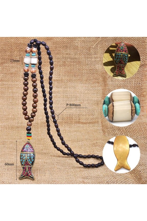1 Pc Nepal Handmade Wooden Bead Necklace - Retro Artistic Pendant, Boho Style Daily Wear Accessory