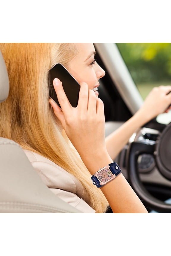 1 Pc Retro Leather Colorful Dial Watch - Unisex Design for Men Women & Students Daily Wear