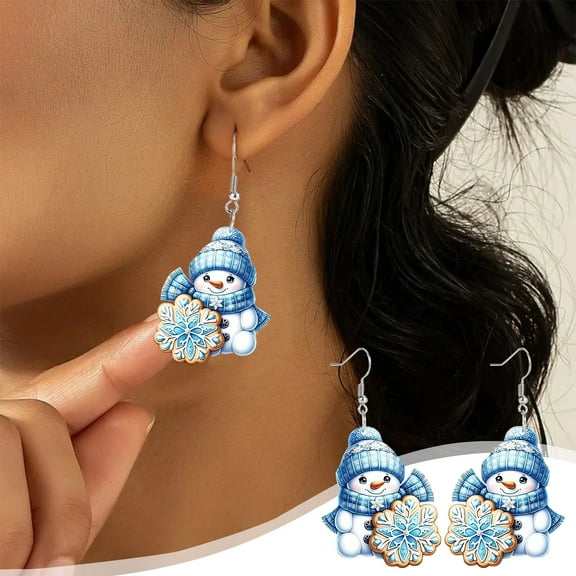 CREATITOY 1 Pc Snowman Snowflake Earrings - Festive Christmas Accessory, Holiday Party Daily Wear Jewelry for Women
