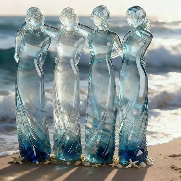 CREATITOY 1 Pc Transparent Goddess Angel Statue - Sister Hug Design, Home Tabletop Decor & Gift Accessory