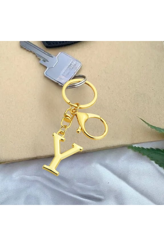 1 Pcs Metal Letter A-Z Keychains Customizable Alphabet Charms Engraved Key Rings for Backpack Accessories Personalized Gift Home Decor