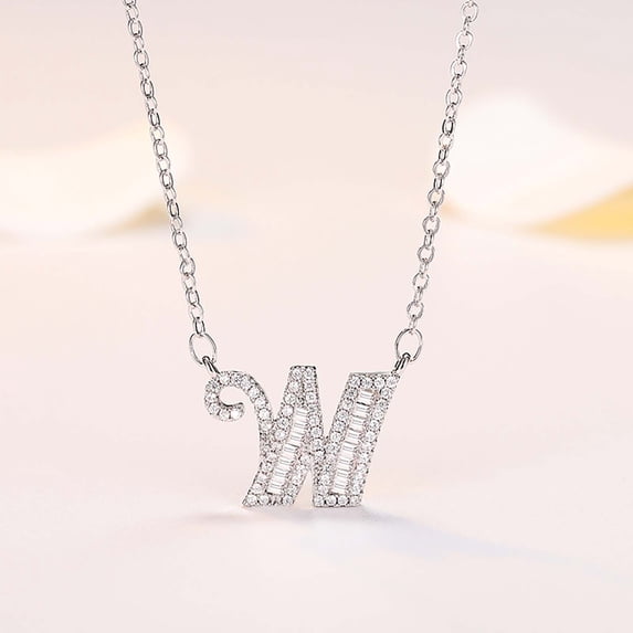 CREATITOY 1 Set Silver-Plated DIY Letter Mother-Daughter Necklace - Custom Name Surname Jewelry Gift