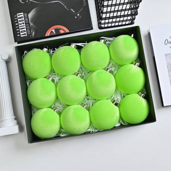 CREATITOY 12 Pcs 3.15Inches Flocked Foam Christmas Balls - For Tree HangInchesg, Holiday Deco