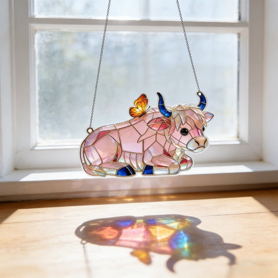 CREATITOY 1PC 8Inch Acrylic Cow Hanging Ornament Indoor and Outdoor Decor Need Cardboard Shipping