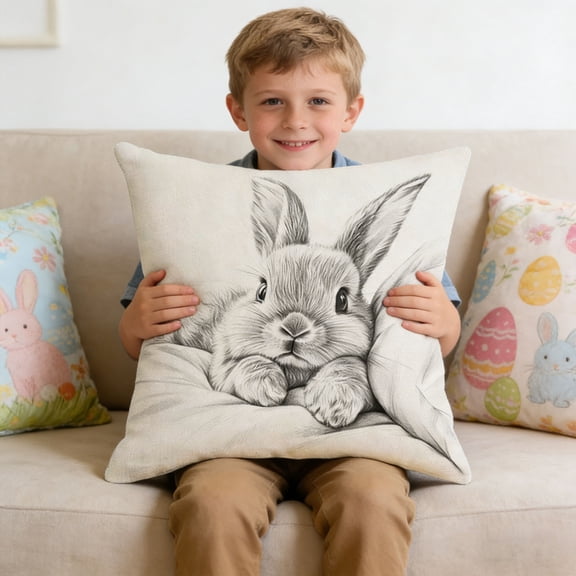 CREATITOY 1PC Easter Bunny Pillow Cover for Easter HOLIDAY Decor