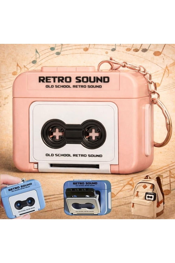 1PC Mini Cassette Player Micro Retro Radio Keychain Cassette Tape Portable Audio Device