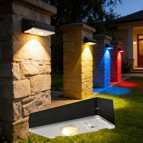 CREATITOY 1PC Solar Powered RGB Wall Washer Light 3 Lighting Modes Multicolor for Outdoor Wall Home Garden Decor