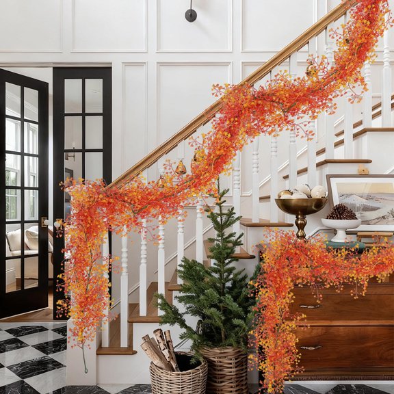 CREATITOY 2 Pcs 68.9 Inches Artificial Forsythia Vine - Faux Willow Branch Garland for Christmas Tree WrappingHome Wall Festive Decor