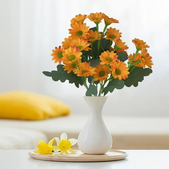 CREATITOY 2 Pcs Artificial Flower Vase Arrangements Home Decor Floral Centerpiece Fake Plant Tabletop Decor for Living Room Table Shelf Mantel Decorations