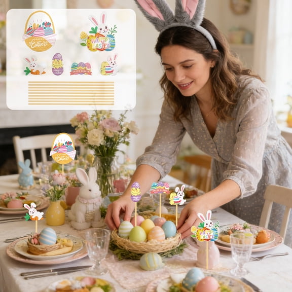 CREATITOY 20 Pcs Easter Vase Insert Set Egg and Rabbit Table Decor for Easter Home Party Supplies