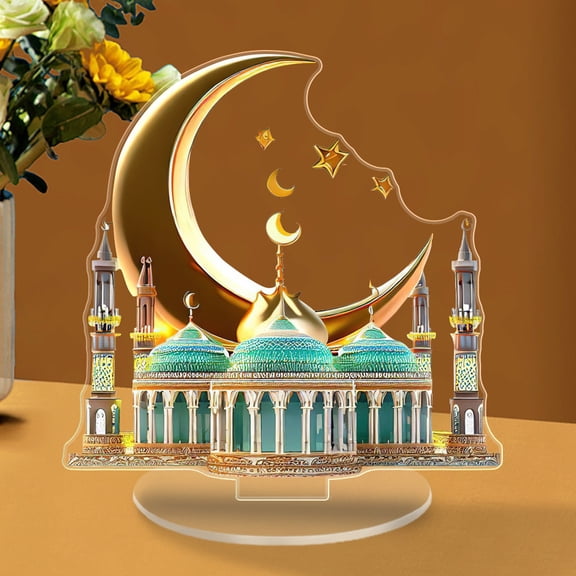 CREATITOY 2D Acrylic Green Castle Figurine Desktop Home Decor