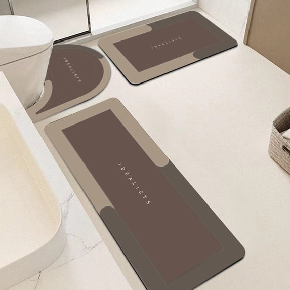 Bathroom Linen & Accessory Sets Clearance CREATITOY 3-Piece Diatomite Bathroom Toilet Rug Set Non-Slip Rubber Backing Quick-Dry