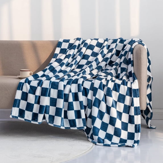 CREATITOY 39.4x27.6In Checkered Fleece Blanket Throw for Home