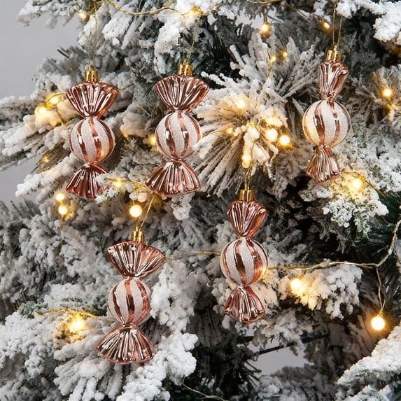 CREATITOY 5 Pcs 4.33 Inch Electroplated Christmas Candy Ornament, Round Painted Glossy Design, Perfect for Xmas Tree Decoration, Home Holiday Decor and Festive Supply