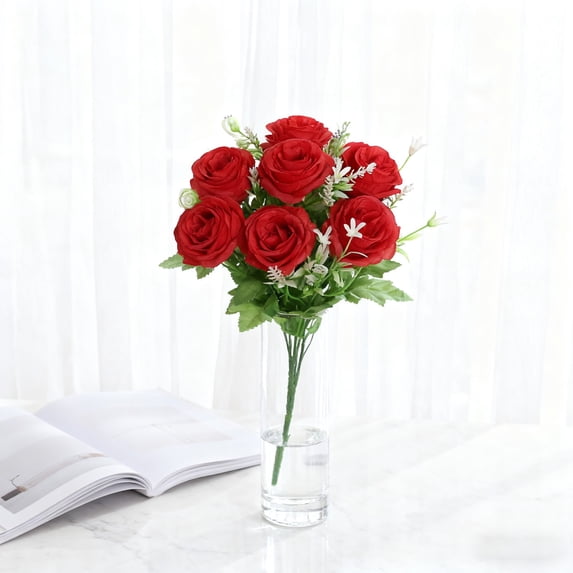 CREATITOY 6-Head Artificial Flower Bouquet, Festive Decor for Birthday Wedding Hall Indoor, Realistic Design, Perfect for Holiday Party, Home Interior and Celebration