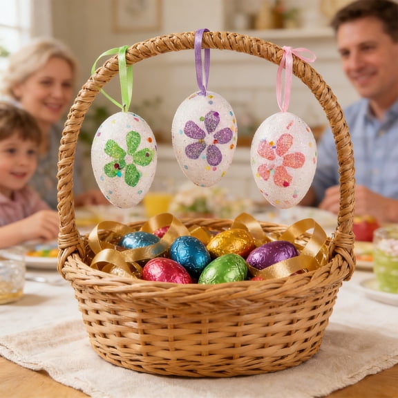 CREATITOY 6 Pcs 1.6x2.4In Plastic Easter Eggs Decorative Ornament for Hunt Party Home Decor