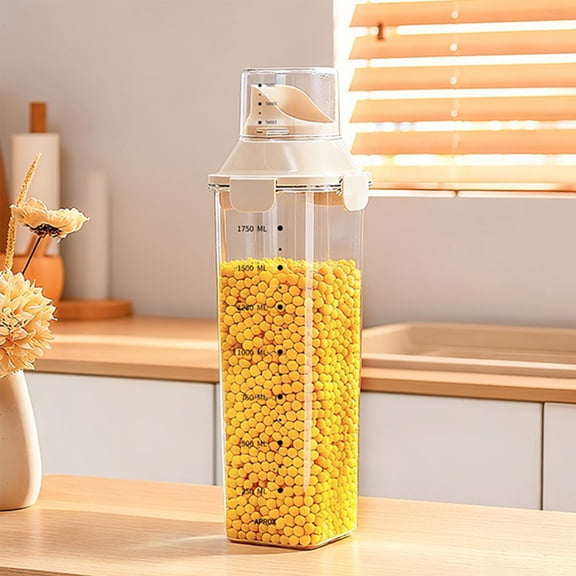 CREATITOY Airtight Glass Storage Jars with Measuring Cup Kitchen Grain Container Moisture-Proof