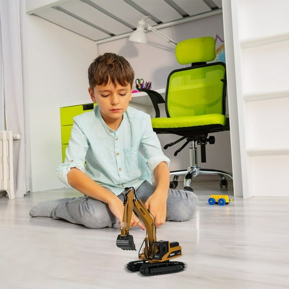 CREATITOY Alloy Excavator Truck Toy for Boys - Manual Construction Vehicle Model with Realistic Detailing, Safe Engineering Equipment Toys for Kids Ages 3+ (Yellow)