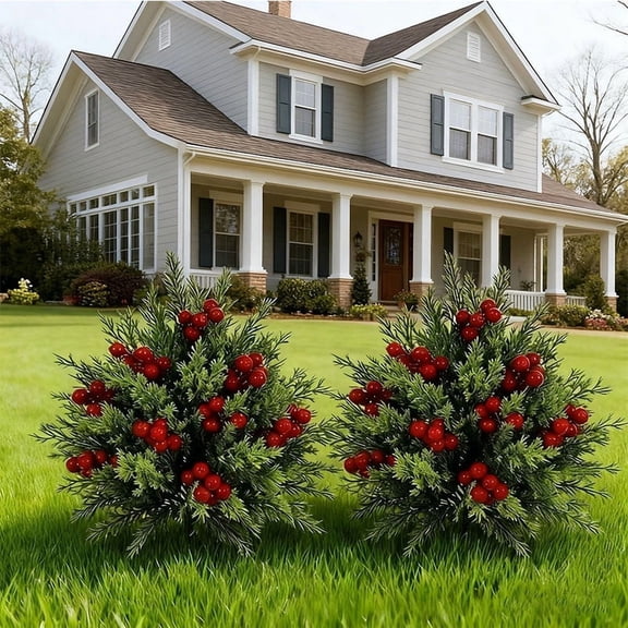 CREATITOY Artificial Juniper Tree Stakes - Faux Decor for Garden & Home