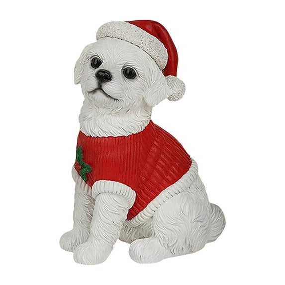 CREATITOY Christmas Cute Dog Figurines with Santa Hats Corgi Bichon Frise Labrador Ornaments for Xmas Tree Family Party Decorations