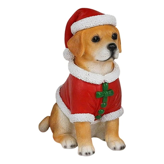 CREATITOY Christmas Cute Dog Figurines with Santa Hats Corgi Bichon Frise Labrador Ornaments for Xmas Tree Family Party Decorations