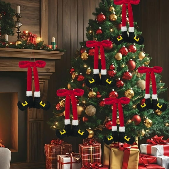 CREATITOY Christmas Elf Leg Bow Decoration - Elf Theme, Bow Accent, for Christmas Tree, Wreath, Home Deco