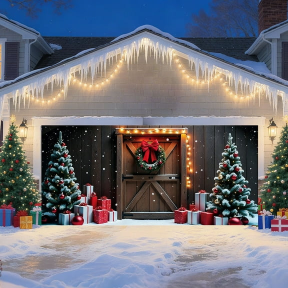 CREATITOY Christmas Garage Banner, Holiday Backdrop Photo Prop, Perfect for Home Garage, Party Scene and Christmas Decor
