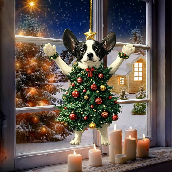 CREATITOY Christmas Print Window Curtains 39x51 Inches Xmas Decor for Living Room Bedroom Party Supplies