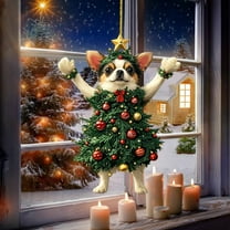 CREATITOY Christmas Print Window Curtains 39x51 Inches Xmas Decor for Living Room Bedroom Party Supplies