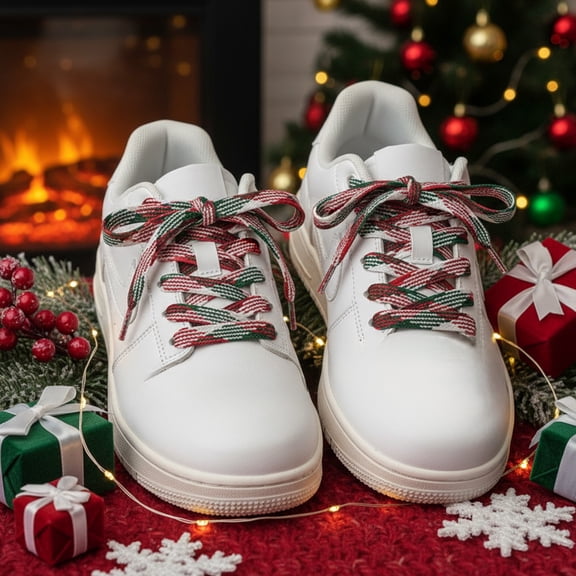 CREATITOY Christmas Themed Shoe Laces For Sneakers Boots Long Lasting Polyester Ideal For Holiday Style